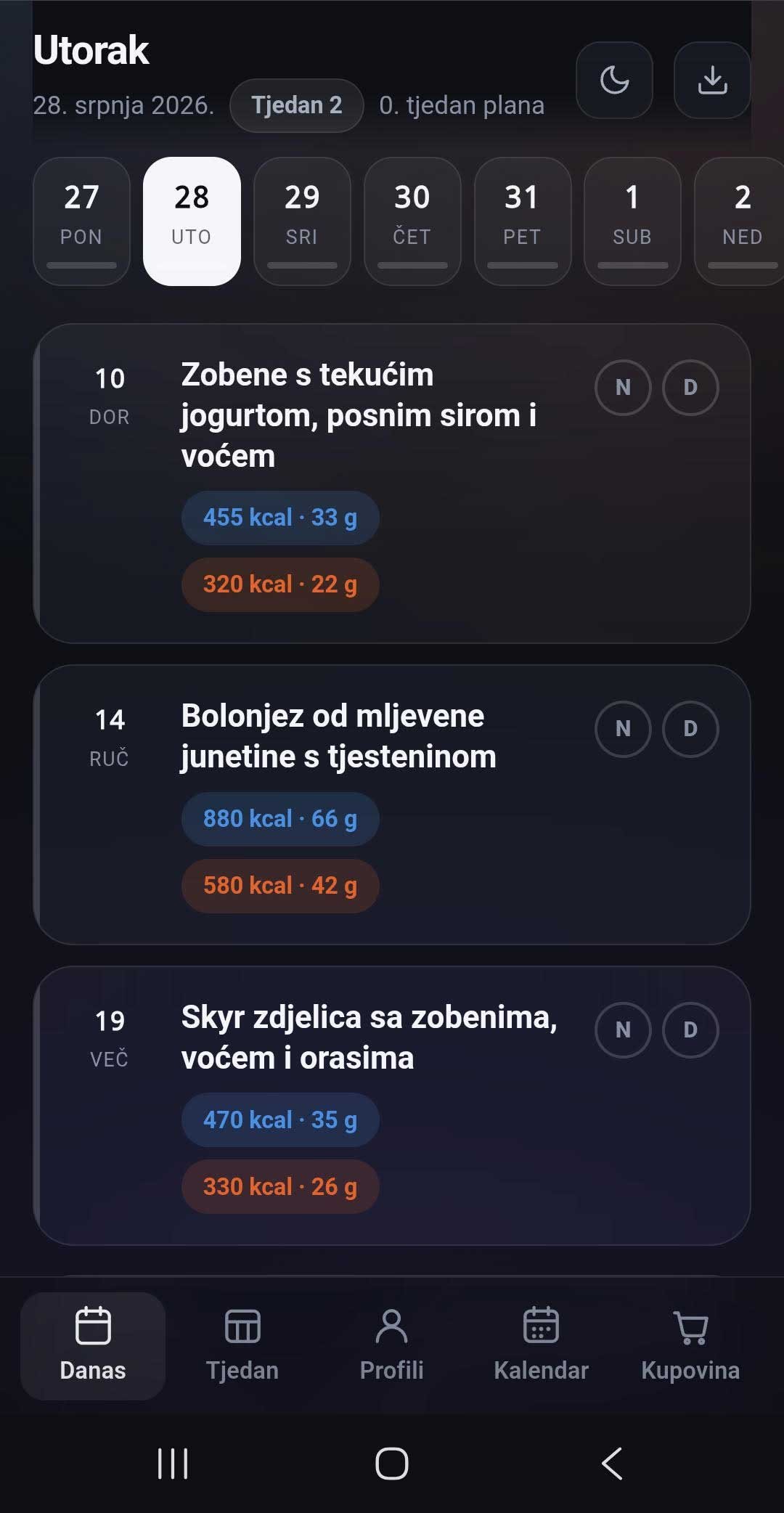 Jelomjer plan otvoren u pregledniku na mobitelu
